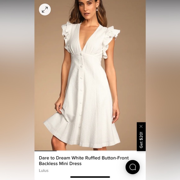 Lulus Ruffle Midi White dress - Picture 3 of 7